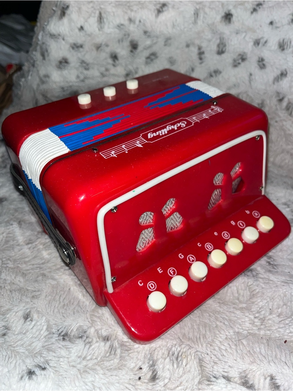 Schylling Little Red Accordion Child's Squeeze Box Musical Instrument Toy Works